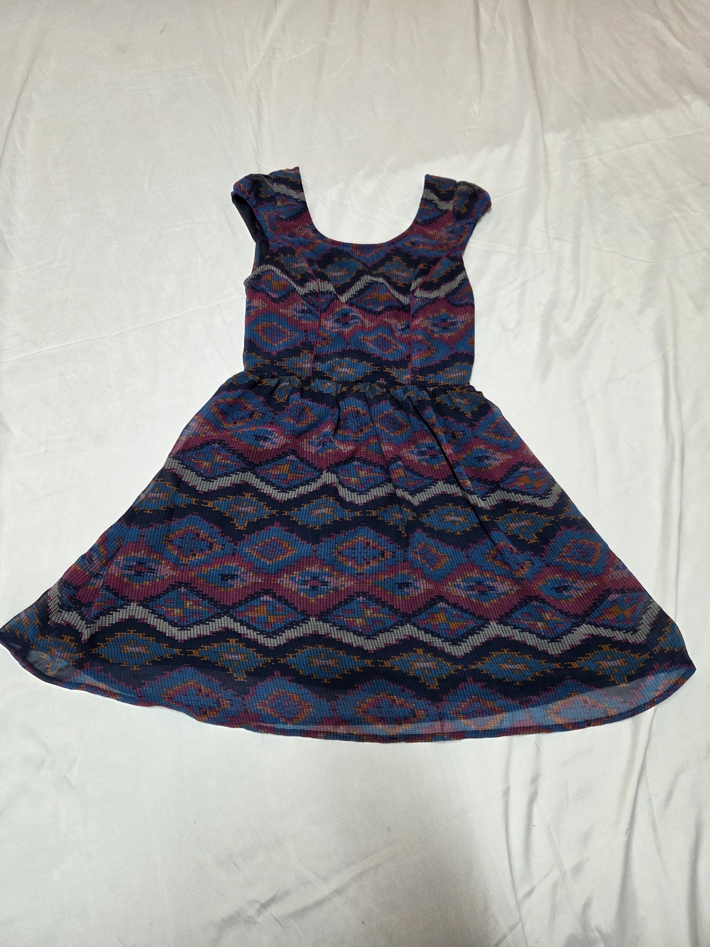 Band of Gypsies Girls Blue & Purple Aztec Fit-and-Flare Dress